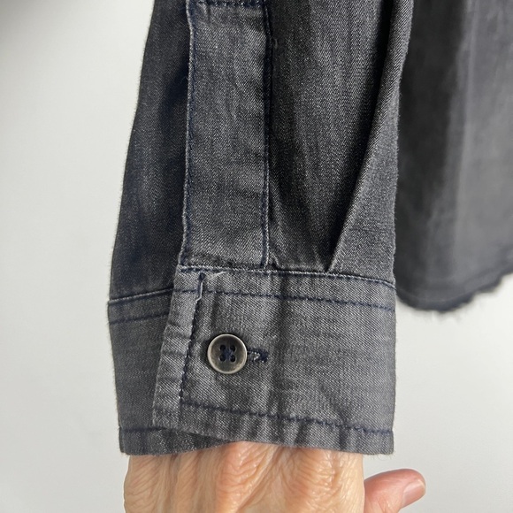 Hippie Laundry Dark Gray Embroidered Cotton Western Rodeo Button Down Shirt Sz M - Picture 6 of 9